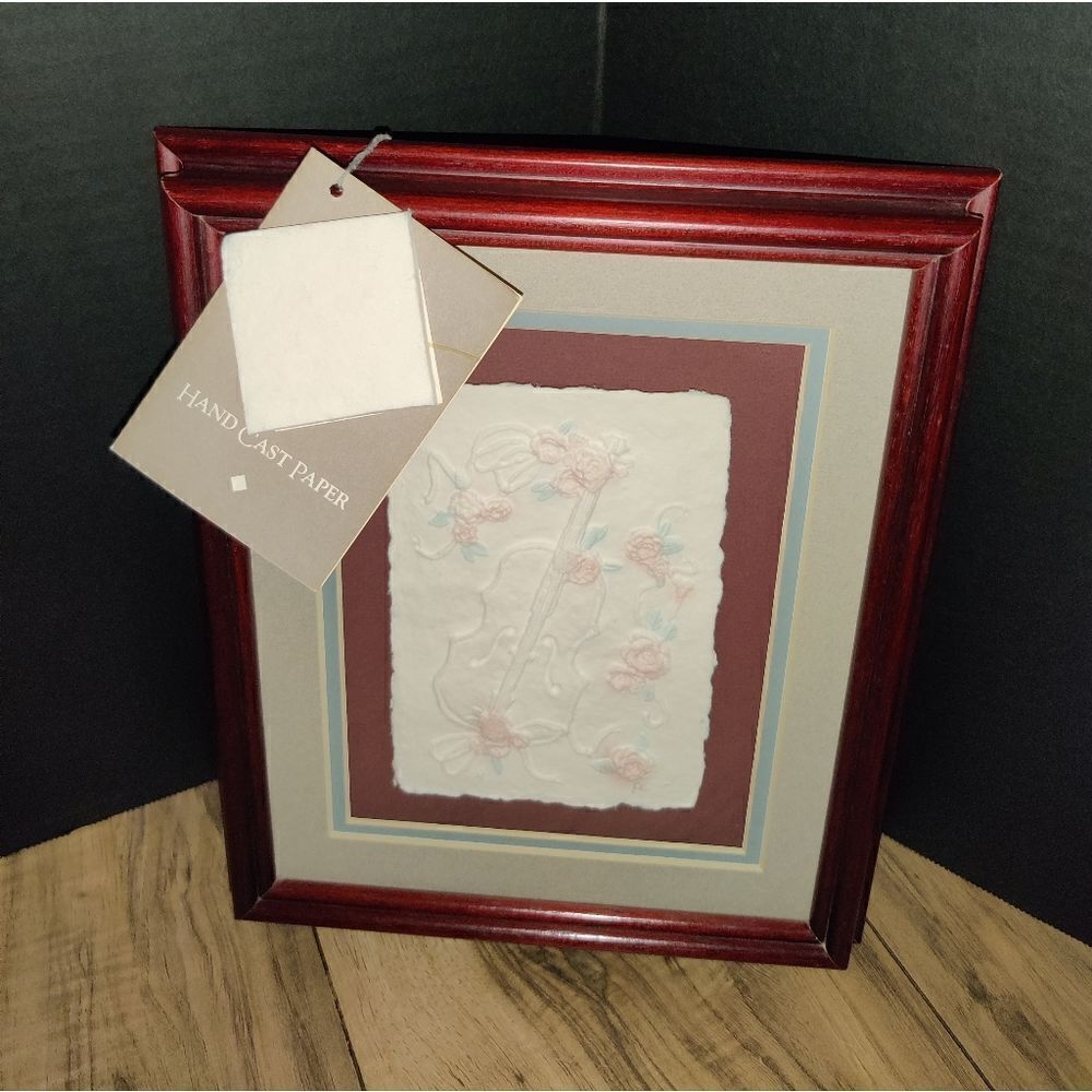 FIGI Graphics Classical Instrument Art 3D Hand Cast Paper Signed Framed